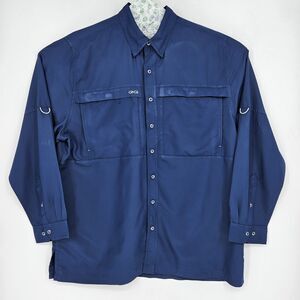 GameGuard‎ Shirt Mens 2X 1024 Caviar Pockets Long Sleeve Blue Button Up FLAWS